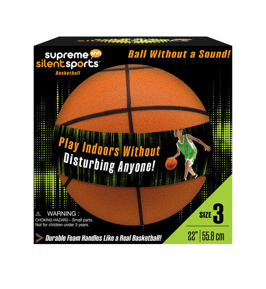 Supreme Silent Hoops Indoor Mini Basketball, Size 3, Premium Foam, Ages 3+